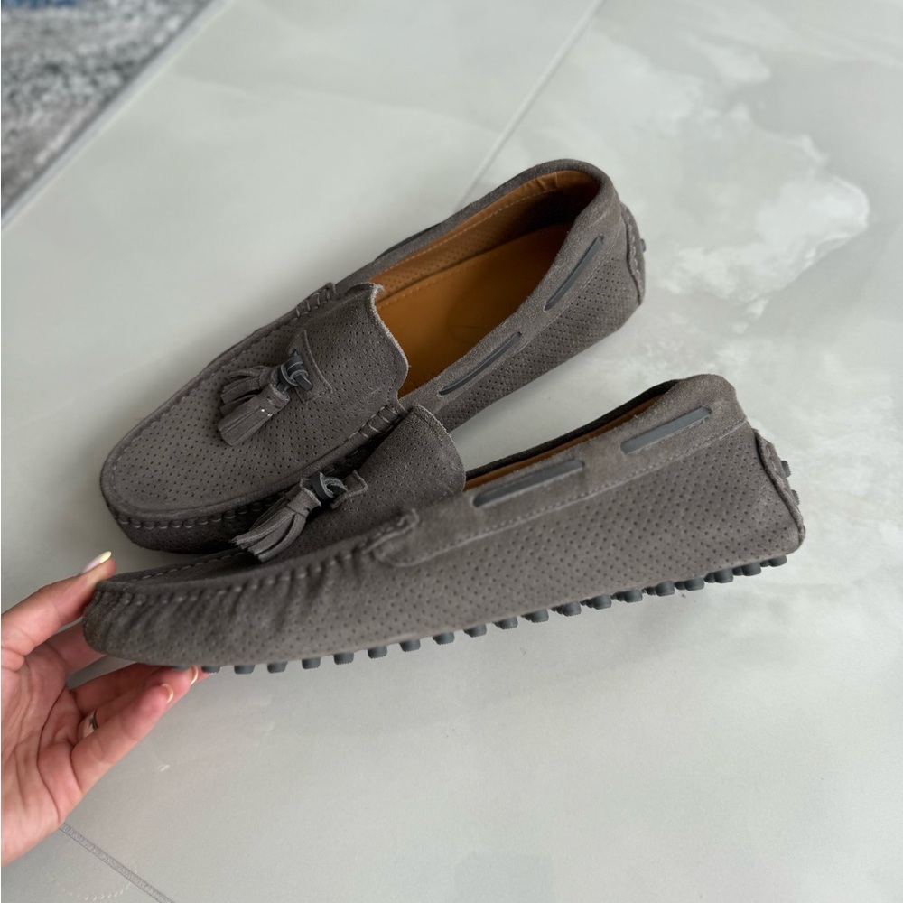 Zara Gray Tassel Leather Loafers for Men - Picture 2 of 7